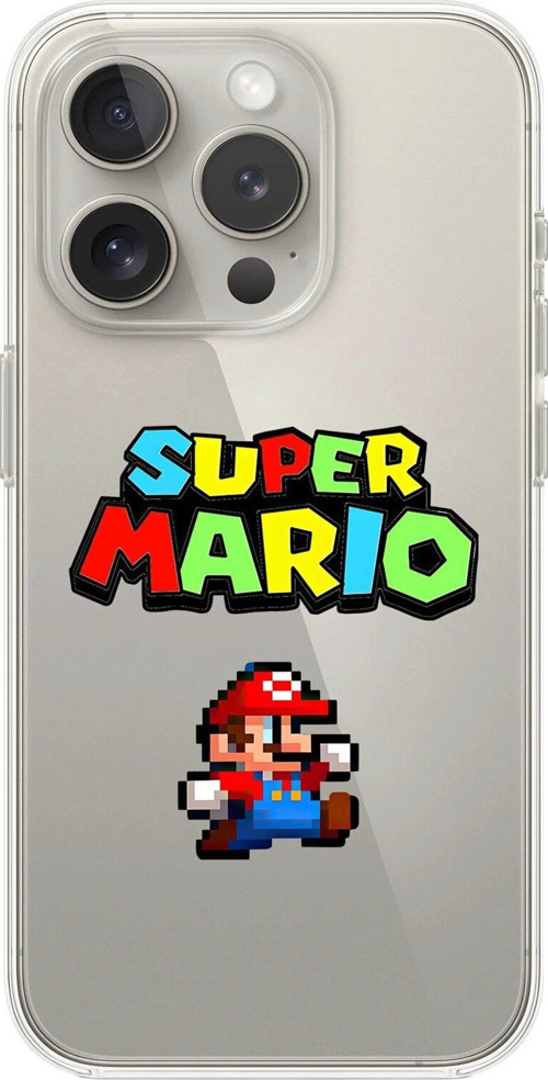 İphone 12 Pro Uyumlu Şeffaf Kılıf 2 Mario Tasarımlı