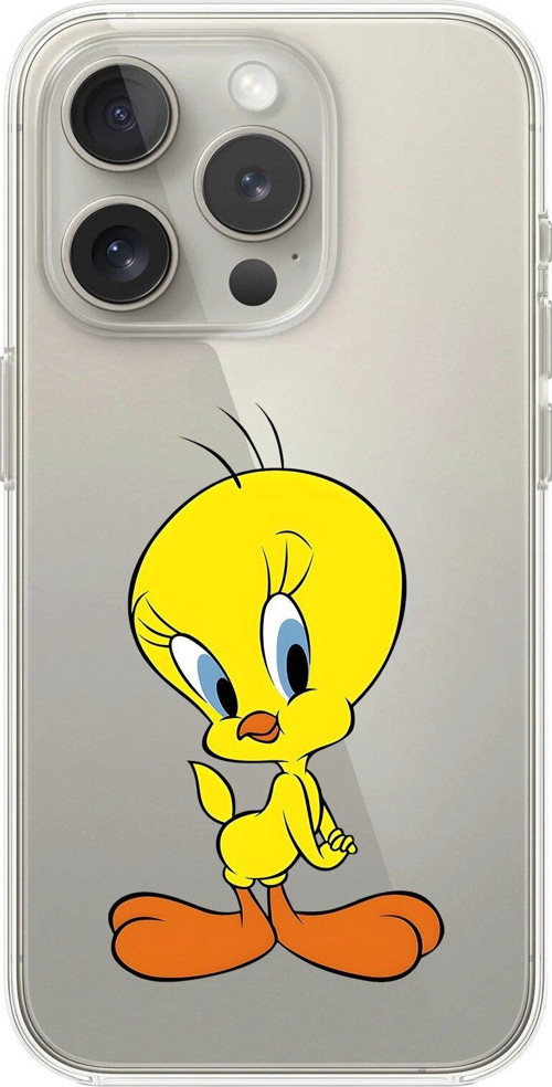 İphone 14 Pro Uyumlu Şeffaf Kılıf Cartoon Tweety 17 Tasarımlı