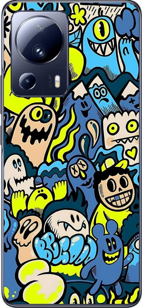 Xiaomi Mi 13 Lite Uyumlu Şeffaf Kılıf Graffiti 11 Tasarımlı