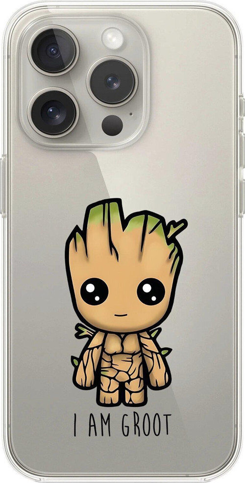 İphone 14 Pro Uyumlu Şeffaf Kılıf Chibi Babygroot 1 Tasarımlı