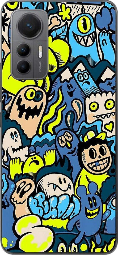 Xiaomi Mi 12 Lite Uyumlu Şeffaf Kılıf Graffiti 11 Tasarımlı