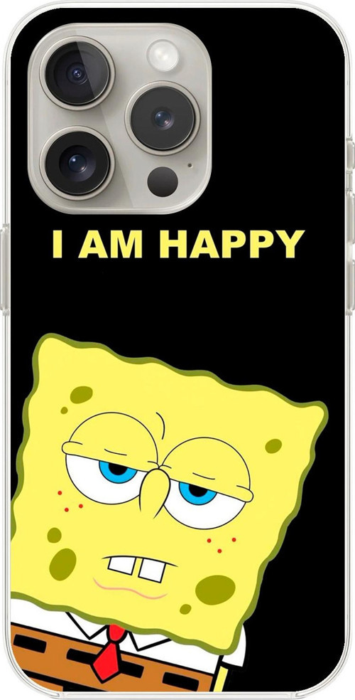 İphone 15 Pro Max Uyumlu Şeffaf Kılıf Sponge Bob Tasarımlı 1