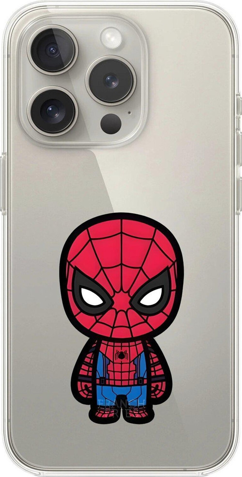 İphone 14 Pro Uyumlu Şeffaf Kılıf Chibi Spider-Man 7 Tasarımlı