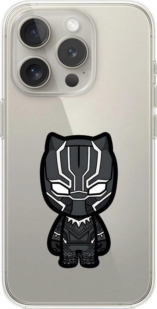 İphone 14 Pro Uyumlu Şeffaf Kılıf Chibi Black Panther 6 Tasarımlı