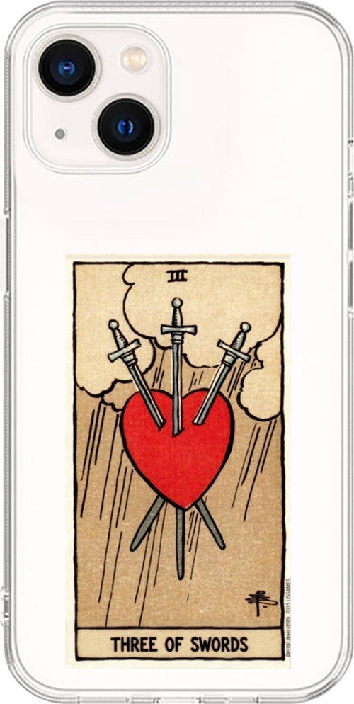 İphone 13 Mini Uyumlu Şeffaf Kılıf Three Of Swords Tasarımlı