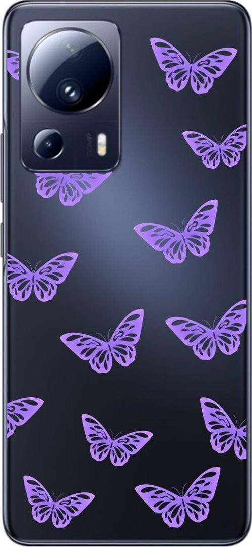 Xiaomi Mi 13 Lite Uyumlu Şeffaf Kılıf Kelebek 4 Tasarımlı