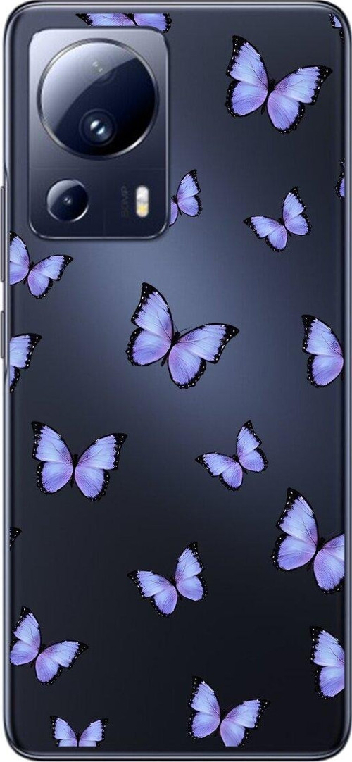 Xiaomi Mi 13 Lite Uyumlu Şeffaf Kılıf Kelebek 3 Tasarımlı
