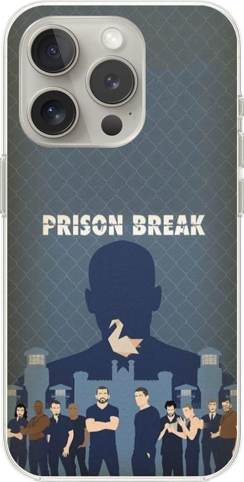 İphone 14 Pro Uyumlu Şeffaf Kılıf Prison Break Tasarımlı