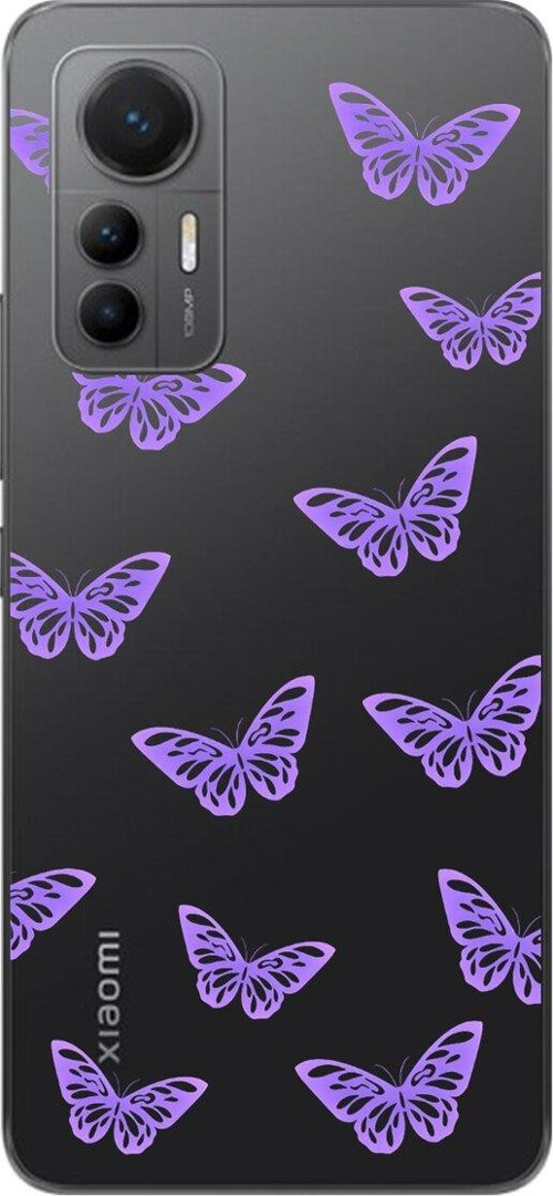 Xiaomi Mi 12 Lite Uyumlu Şeffaf Kılıf Kelebek 4 Tasarımlı