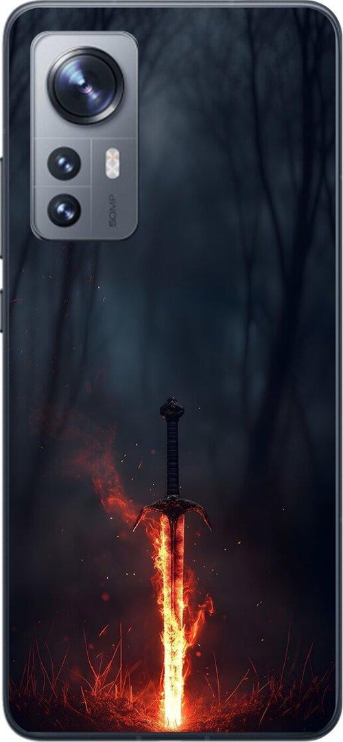 Xiaomi Mi 12 Uyumlu Şeffaf Kılıf Kılıç Tasarımlı
