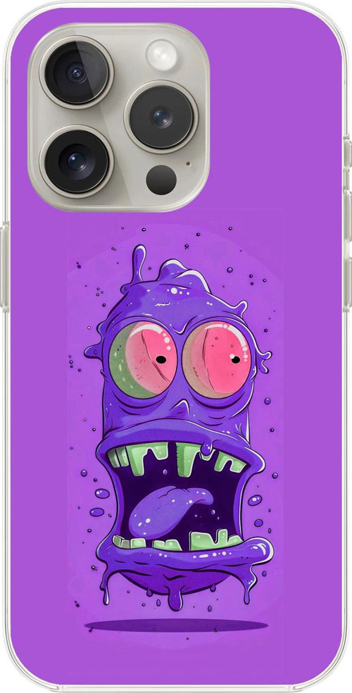 İphone 15 Pro Max Uyumlu Şeffaf Kılıf Virüs Tasarımlı 2