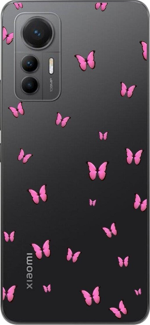 Xiaomi Mi 12 Lite Uyumlu Şeffaf Kılıf Kelebek 2 Tasarımlı