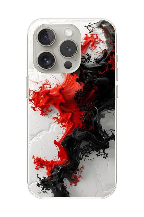 İphone 15 Pro Uyumlu Şeffaf Kılıf Renkli Boya 1 Tasarımlı