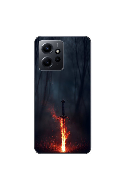 Xiaomi Redmi Note 12 Uyumlu Şeffaf Kılıf Kılıç Tasarımlı