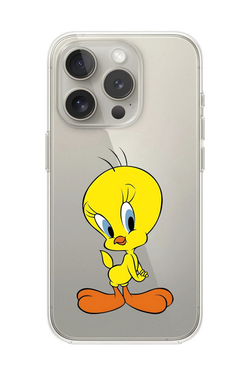 İphone 11 Pro Max Uyumlu Şeffaf Kılıf Cartoon Tweety 17 Tasarımlı