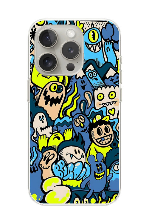 İphone 14 Pro Uyumlu Şeffaf Kılıf Graffiti 11 Tasarımlı