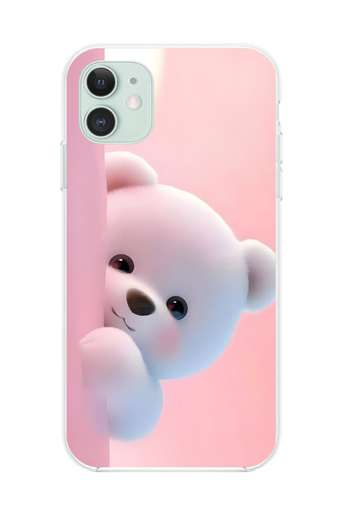 İphone 11 Uyumlu Şeffaf Kılıf 1 Peluş Ayıcık Tasarımlı