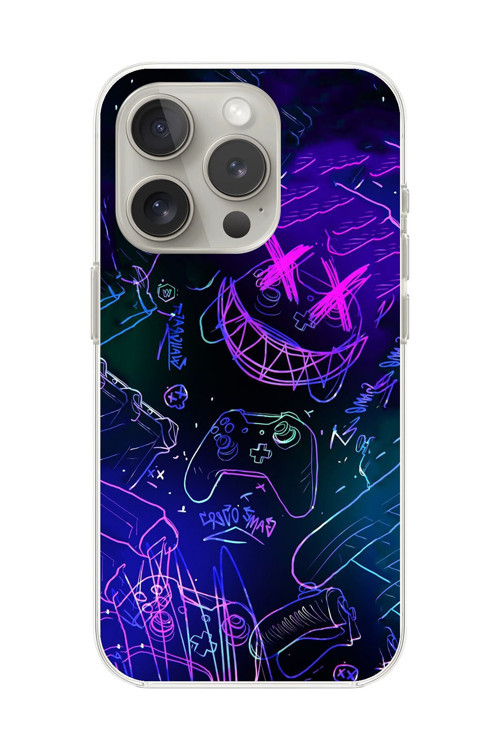 İphone 14 Pro Uyumlu Şeffaf Kılıf Graffiti 4 Tasarımlı