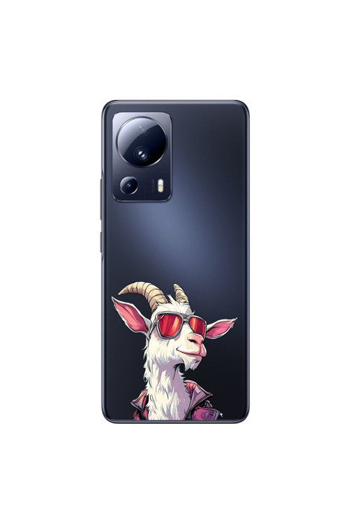 Xiaomi Mi 13 Lite Uyumlu Şeffaf Kılıf Cool Keçi Tasarımlı