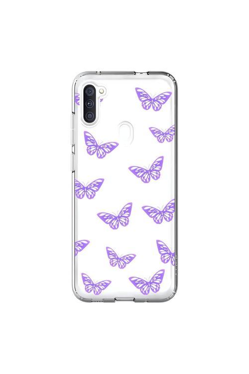 Samsung Galaxy A11 Uyumlu Şeffaf Kılıf Kelebek 4 Tasarımlı