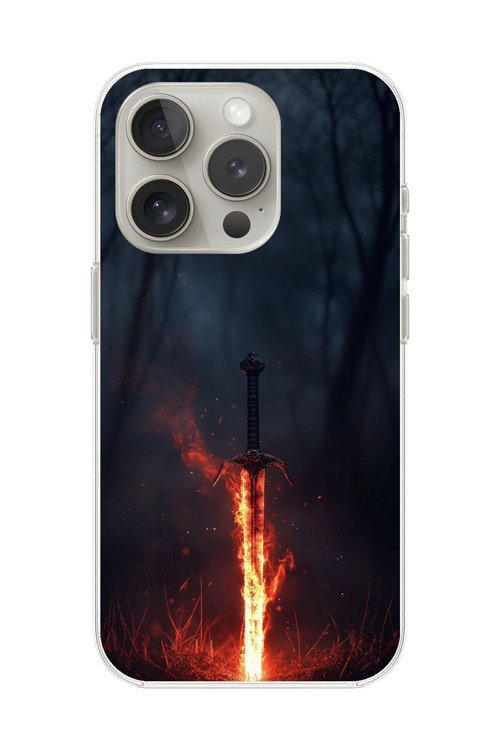 İphone 14 Pro Uyumlu Şeffaf Kılıf Kılıç Tasarımlı