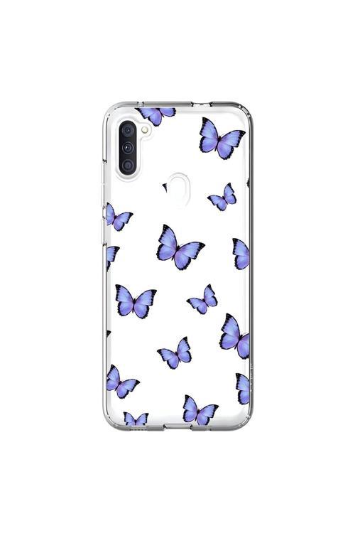 Samsung Galaxy A11 Uyumlu Şeffaf Kılıf Kelebek 3 Tasarımlı