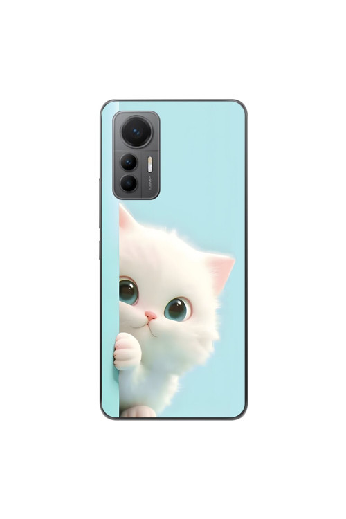 Xiaomi Mi 12 Lite Uyumlu Şeffaf Kılıf 2 Peluş Kedi Tasarımlı