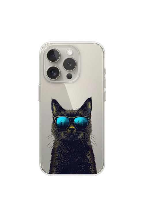 İphone 12 Pro Max Uyumlu Şeffaf Kılıf Cool Kedi Tasarımlı