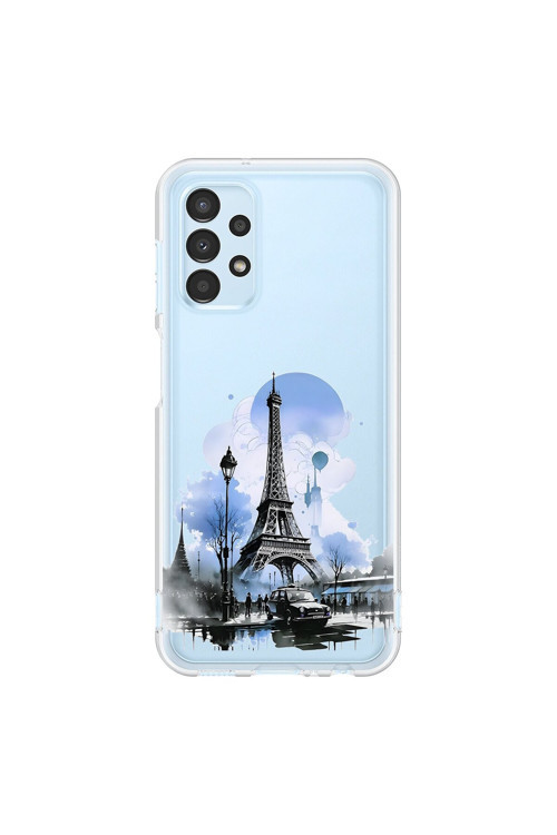 Samsung Galaxy A13 Uyumlu Şeffaf Kılıf Paris 2 Tasarımlı