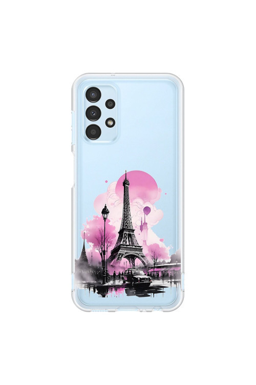 Samsung Galaxy A13 Uyumlu Şeffaf Kılıf Paris 1 Tasarımlı