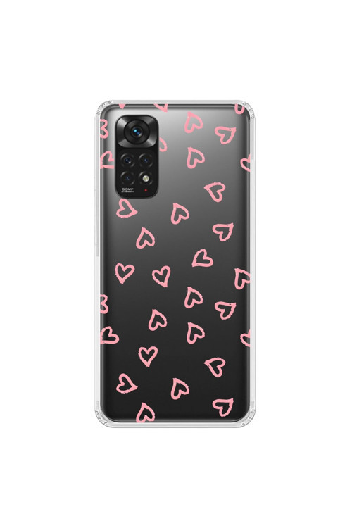 Xiaomi Redmi Note 11 Uyumlu Şeffaf Kılıf Şeffaf Kalp 3 Tasarımlı