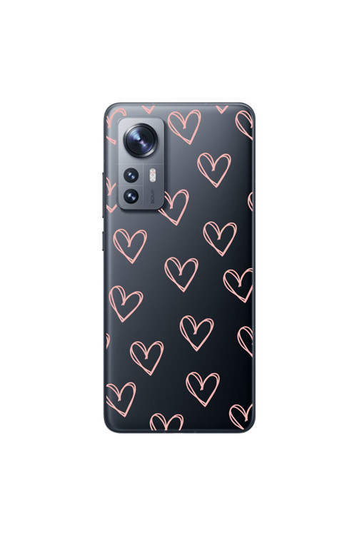 Xiaomi Mi 12 Uyumlu Şeffaf Kılıf Şeffaf Kalp 2 Tasarımlı