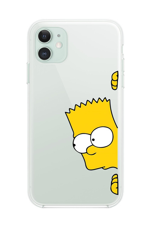 İphone 11 Uyumlu Şeffaf Kılıf Cartoon Bart Simpson 16 Tasarımlı