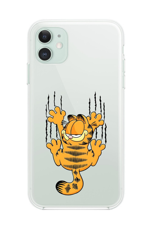 İphone 11 Uyumlu Şeffaf Kılıf Cartoon Garfield 4 Tasarımlı