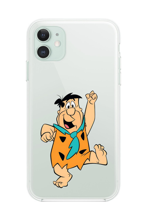 İphone 11 Uyumlu Şeffaf Kılıf Cartoon Çakmaktaş 3 Tasarımlı