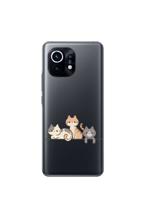 Xiaomi Mi 11 Uyumlu Şeffaf Kılıf Kedişler 4 Tasarımlı