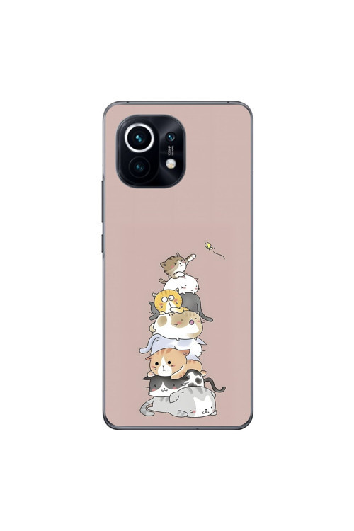 Xiaomi Mi 11 Uyumlu Şeffaf Kılıf Kedişler 1 Tasarımlı