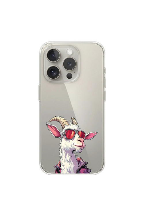 İphone 14 Pro Max Uyumlu Şeffaf Kılıf Cool Keçi Tasarımlı