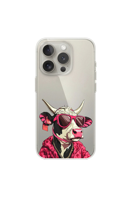 İphone 14 Pro Max Uyumlu Şeffaf Kılıf Cool İnek Tasarımlı