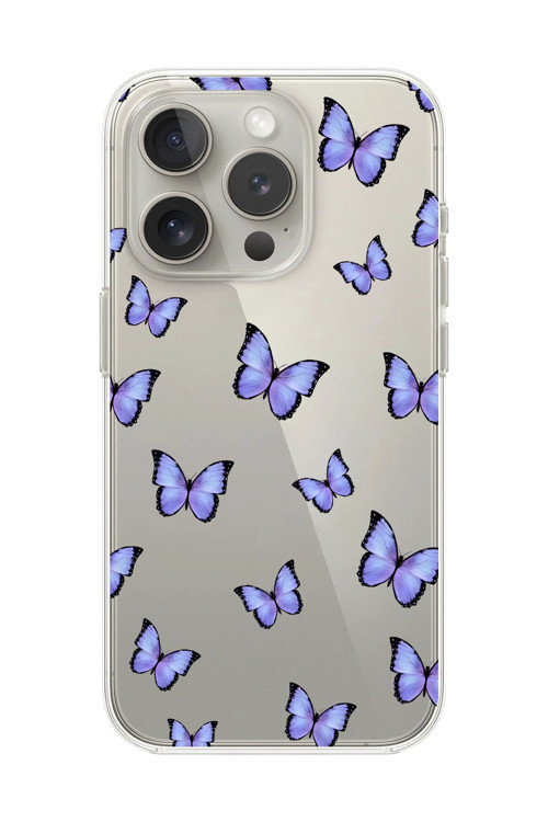 İphone 12 Pro Max Uyumlu Şeffaf Kılıf Şeffaf Şeffaf Kelebek 3 Tasarımlı