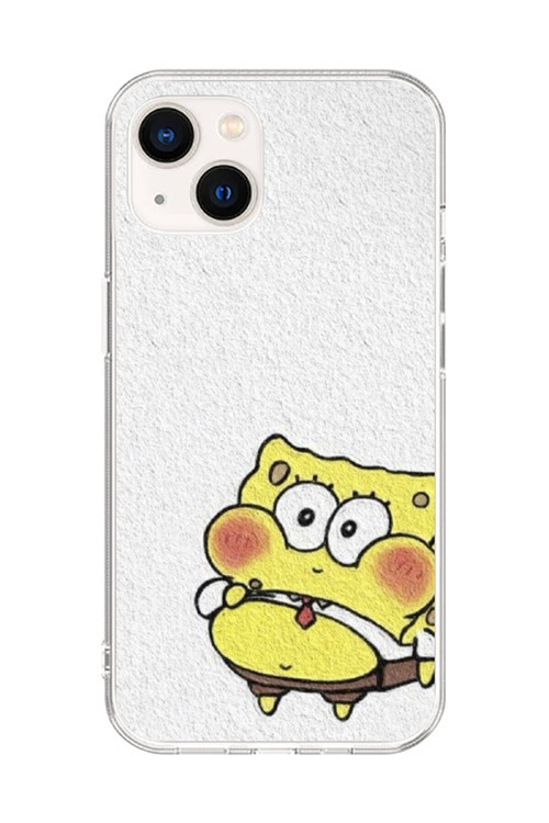 İphone 14 Plus Uyumlu Şeffaf Kılıf Sünger Bob Mini Tasarımlı