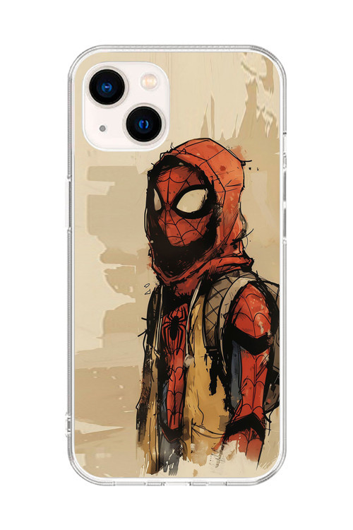 İphone 14 Plus Uyumlu Şeffaf Kılıf Spider-Man Tablo Tasarımlı
