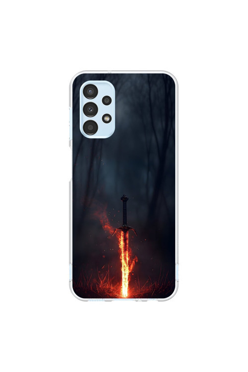 Samsung Galaxy A13 Uyumlu Şeffaf Kılıf Kılıç Tasarımlı