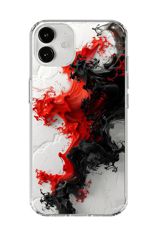 İphone 12 Mini Uyumlu Şeffaf Kılıf Renkli Boya 1 Tasarımlı