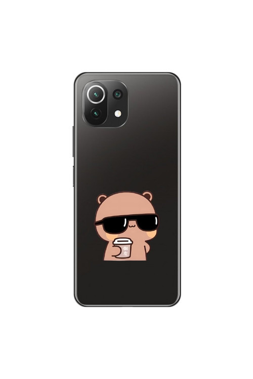 Xiaomi Mi 11 Lite Uyumlu Şeffaf Kılıf Couple Ayıcık 1 Tasarımlı