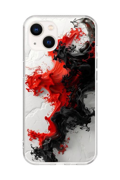 İphone 14 Uyumlu Şeffaf Kılıf Renkli Boya 1 Tasarımlı