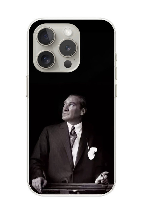 İphone 15 Pro Max Uyumlu Şeffaf Kılıf Atatürk 3 Tasarımlı