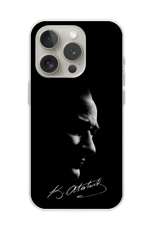 İphone 15 Pro Max Uyumlu Şeffaf Kılıf Atatürk 1 Tasarımlı