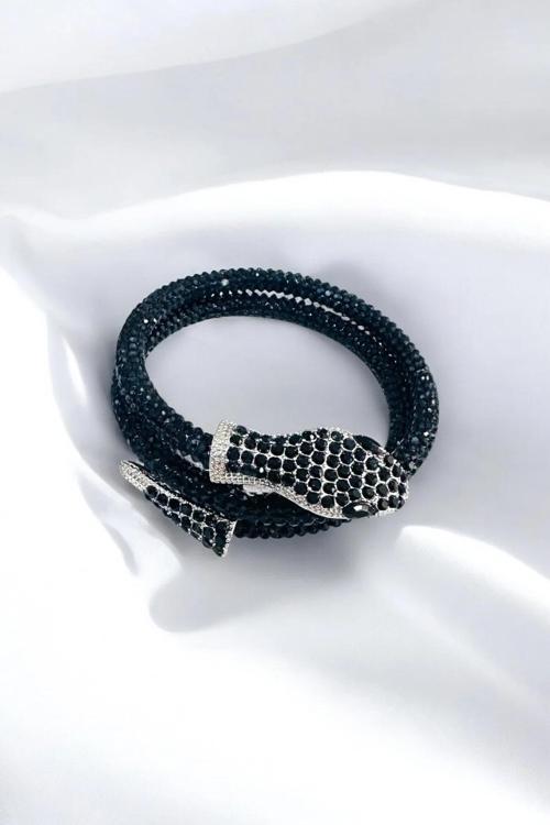 METALİZE CHOKER TAŞLI YILAN DOLAMALI BİLEKLİK