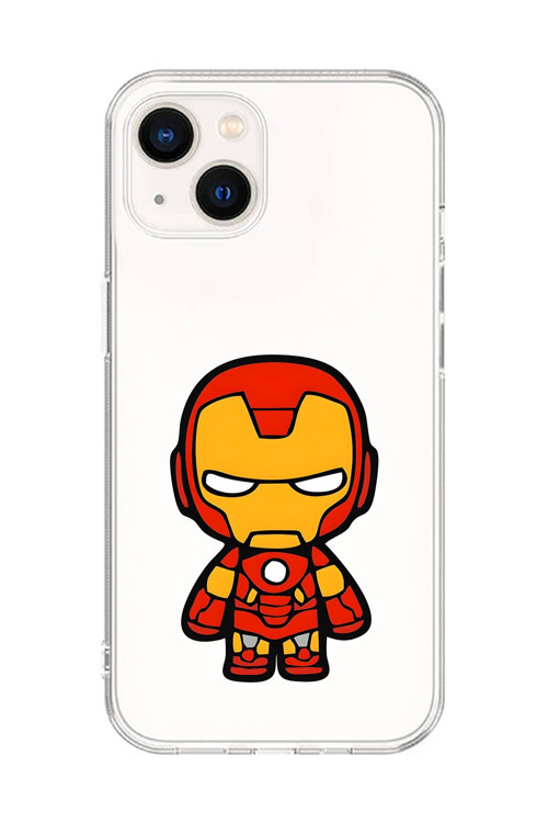 İphone 14 Plus Uyumlu Şeffaf Kılıf Chibi Iron-Man 2 Tasarımlı